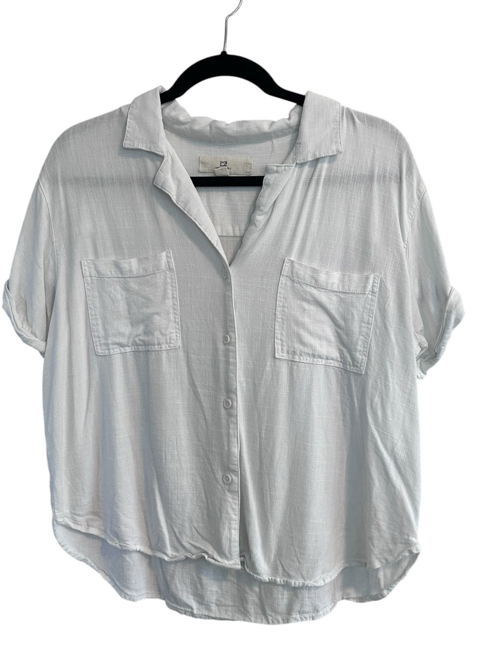 Thread & Supply white linen blend button down shirt Sz XL short sleeve